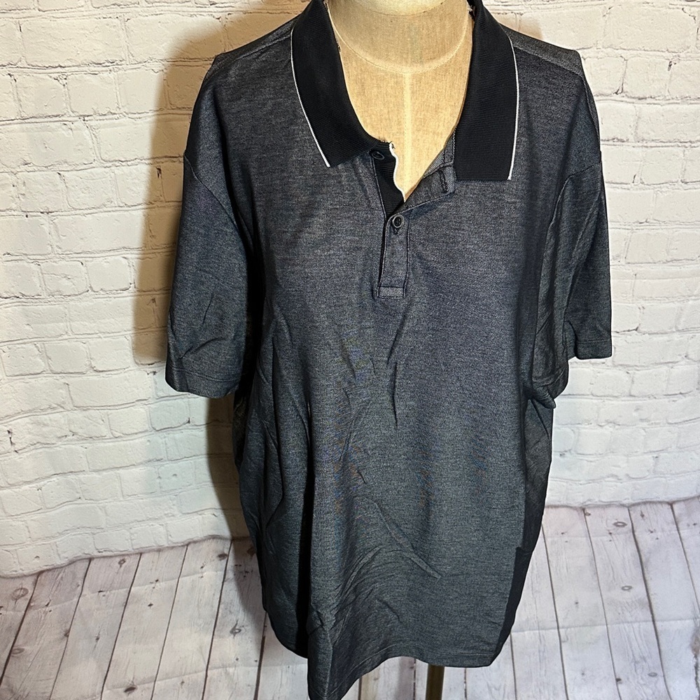 Apt 9 Mens XXL Preppy Golf Polo Shirt Charcoal Gray Heather Short Sleeve